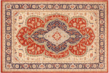 handmade Geometric Kafkaz Chobi Ziegler Rust Beige Hand Knotted RECTANGLE 100% WOOL area rug 10 x 14